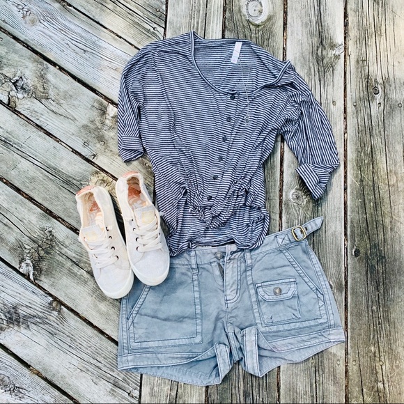 Xhilaration Tops - Striped Black & Gray Tie Top!